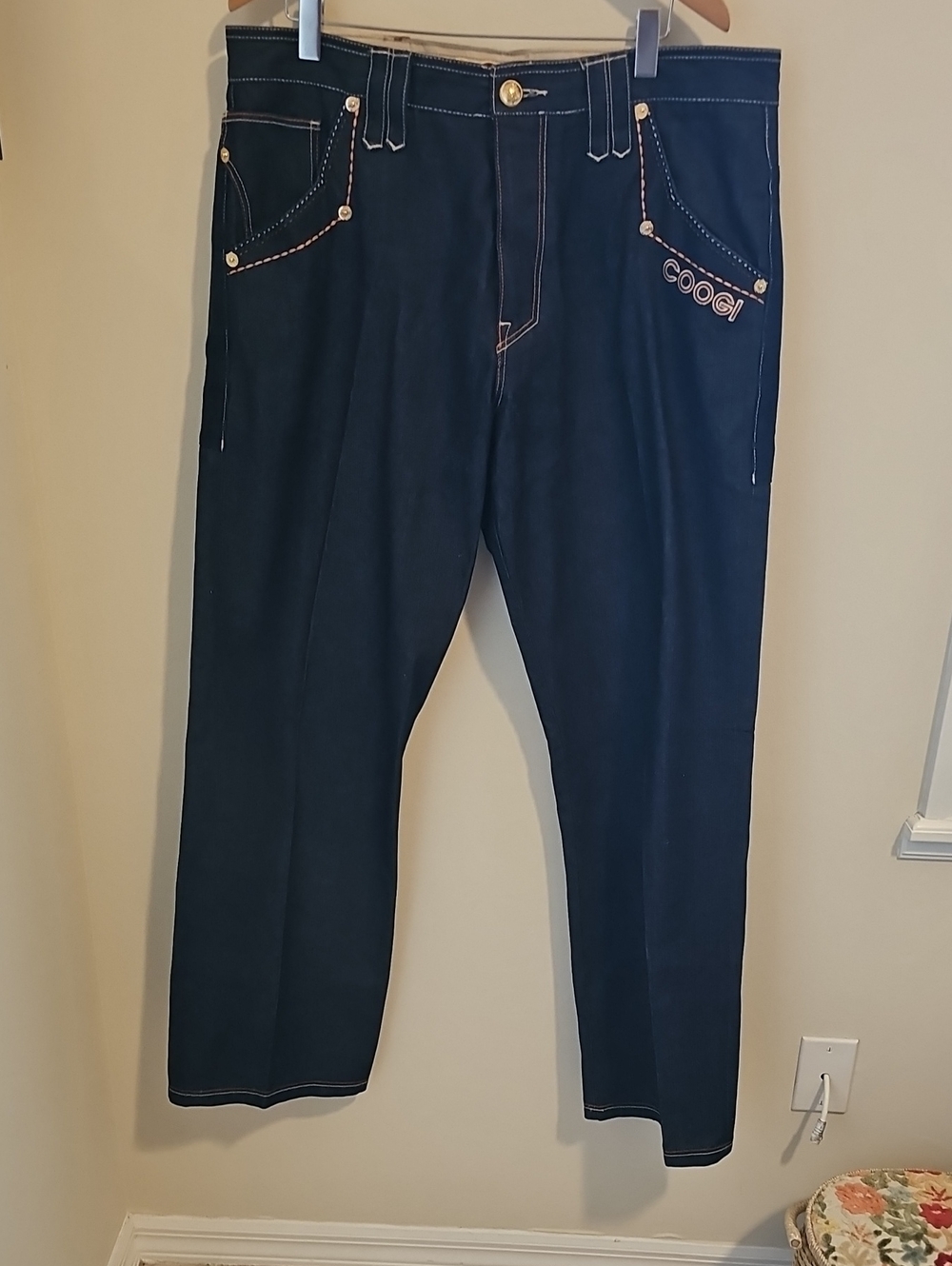 Coogi Men's Navy Blue Jeans NWOT with Contrast Stitching. 38/34. TRAP&SKEET